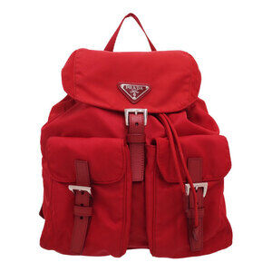 PRADA Two Pocket Tessuto Backpack Rucksack Daybag Red